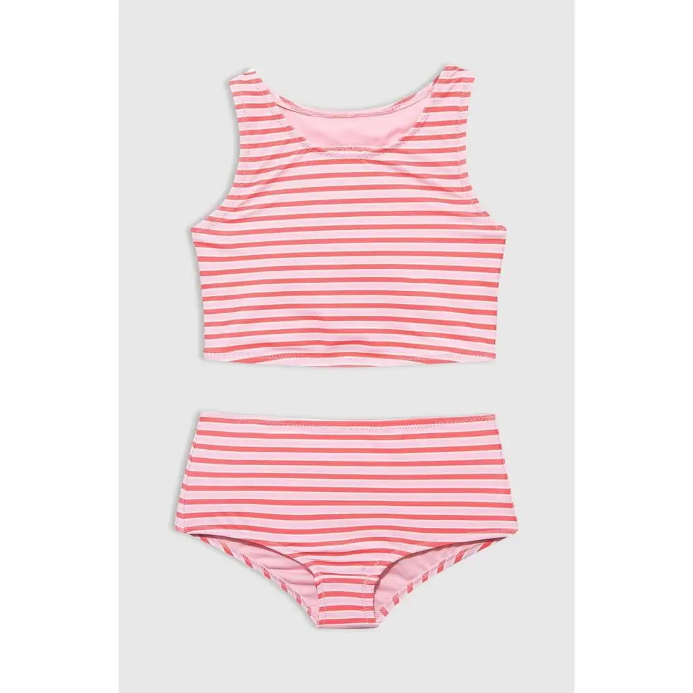 New Gap Kids Tankini sz L (10) Pink Stripe Two Piece Swimsuit